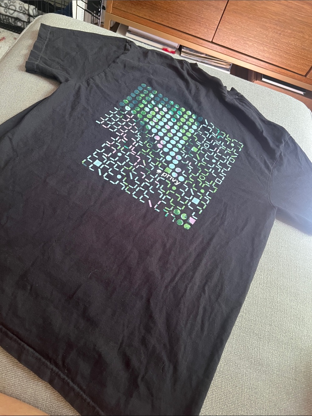 Black Graphic Men’s Short-Sleeve Tee with Green Accent - Medium
